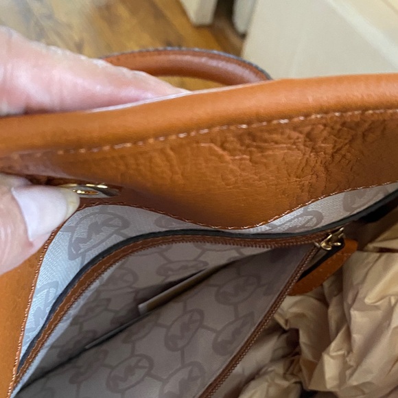 Michael Kors | Bags | Michael Kors Orange And Brown Bag  MICHAEL Michael Kors Red Stripe and Brown Leather Satchel